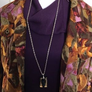 Gold/ black blown art glass pendant necklace